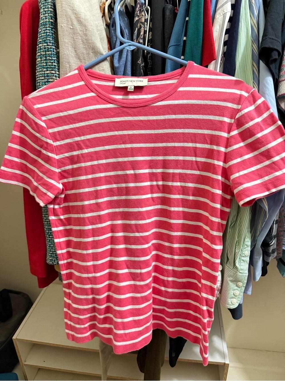 Jones New York Pink & White Striped Short-Sleeve Tee